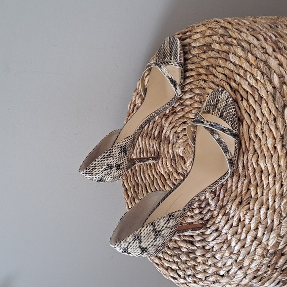 AERIN Womens Cocobay Snakeskin Print Leather Open Toe 3.5